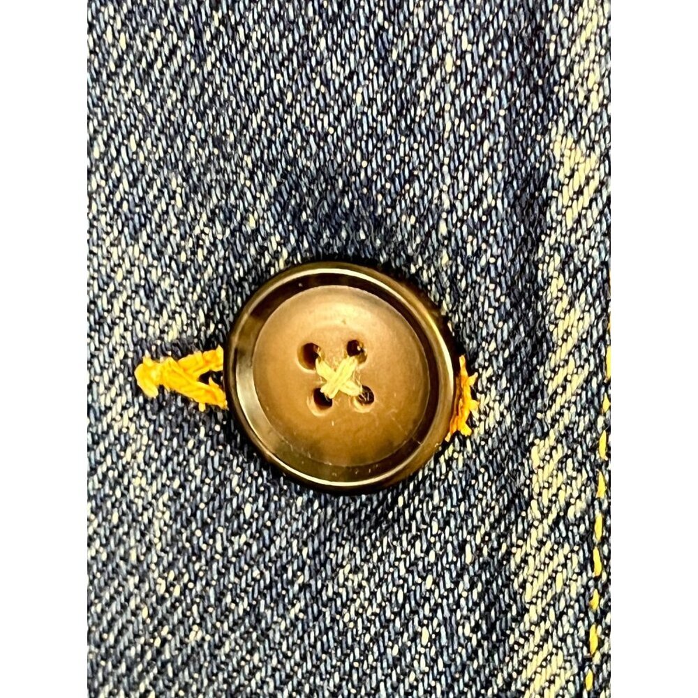 Vintage Lee Denim Corduroy Chore Coat L Blue Jean Duster Trench Barn 70s Work - Picture 6 of 15